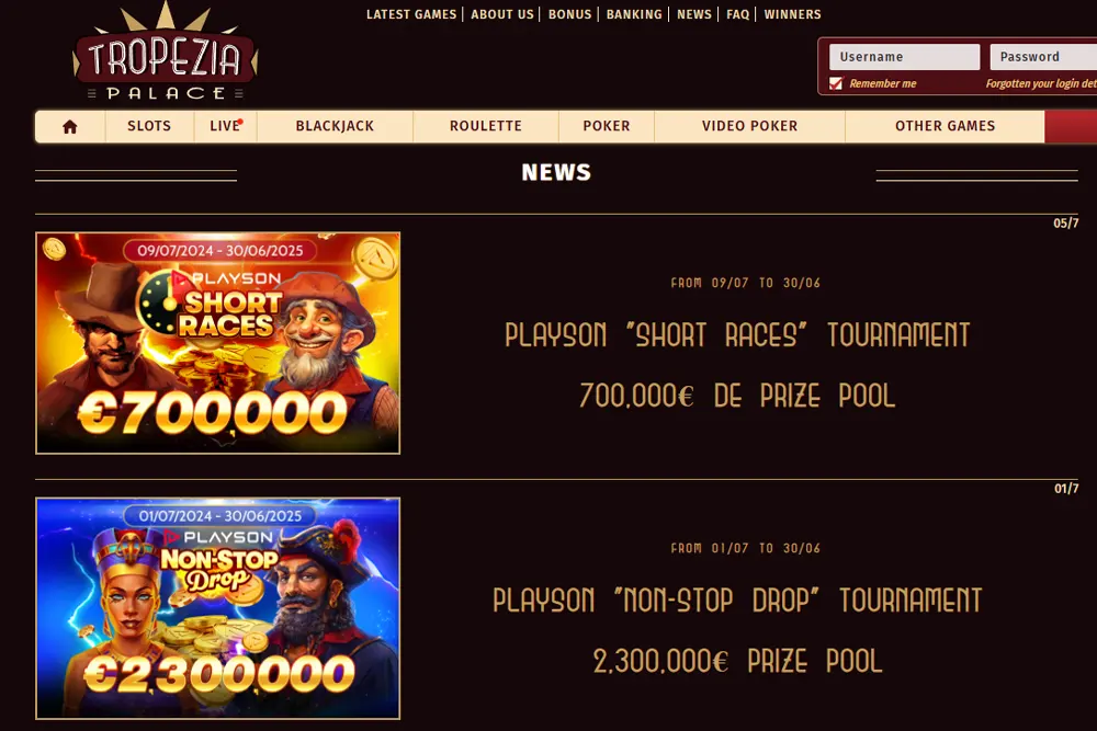 Casino Tropezia Palace News and bonus