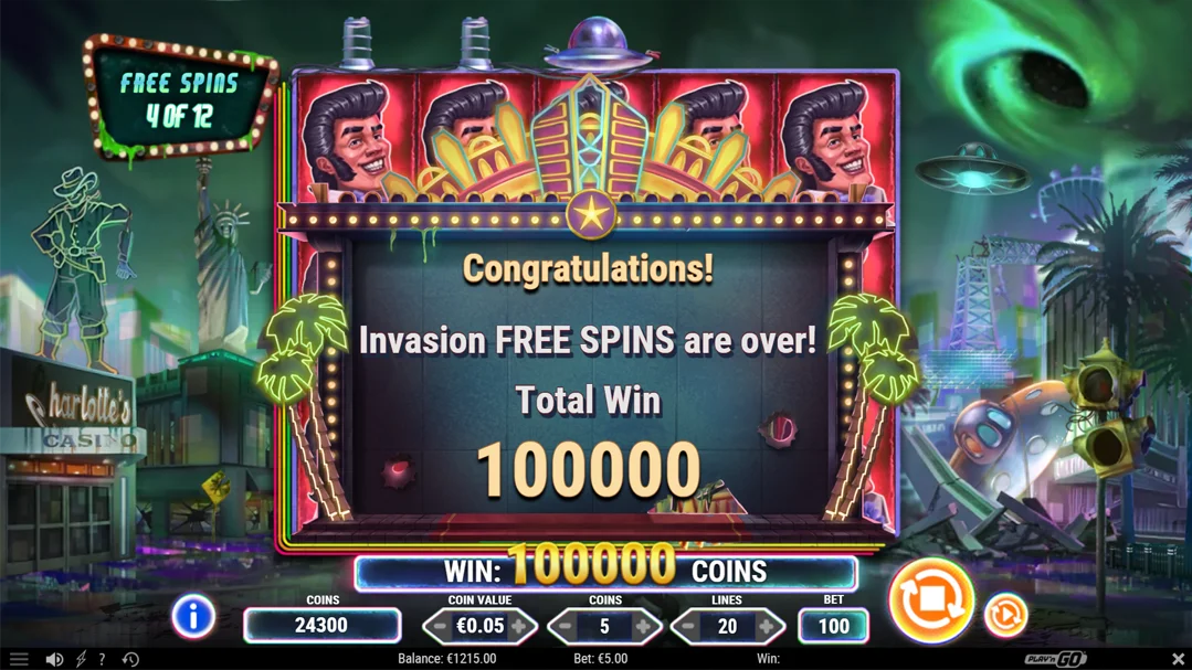 Free Spins Bonus Wining Invading Vegas Slot machine