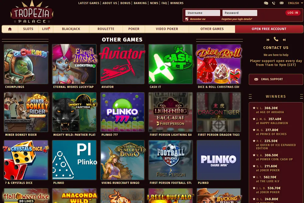 Other games Tropezia Palace Casino