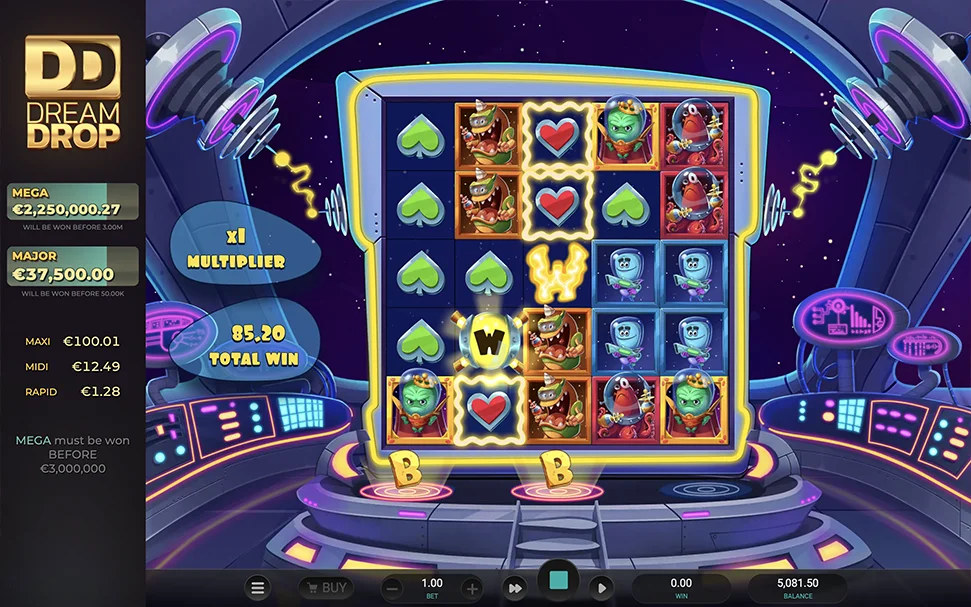 How to win on the Space Attack Dream Drop slot machine?