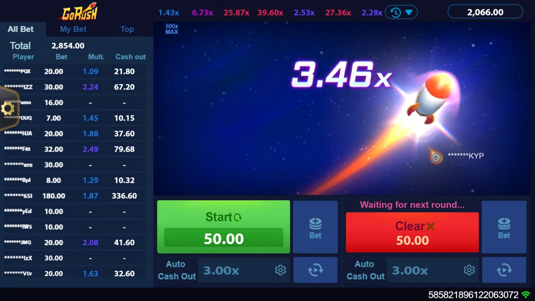 Gameplay Crash Game Casino Go Rush