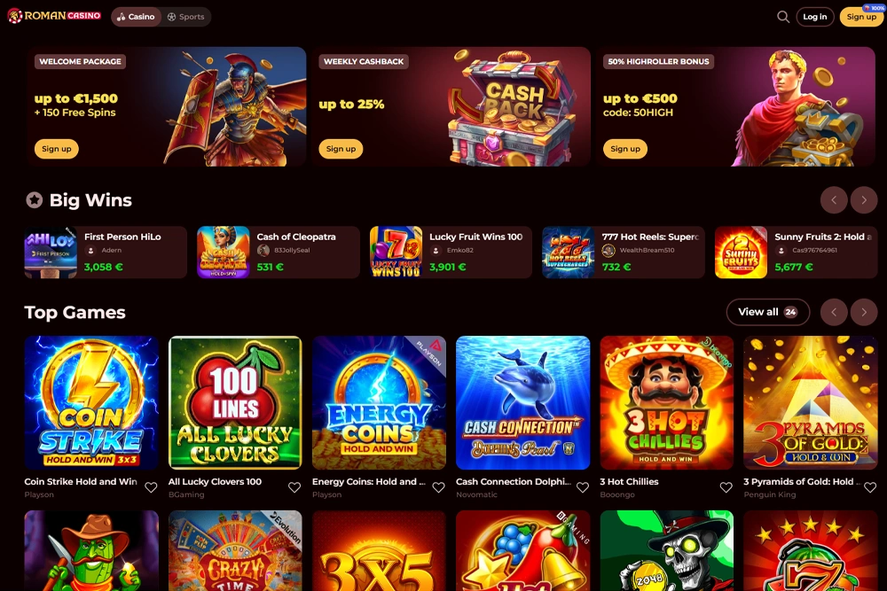 Welcome Bonus Romancasino Online