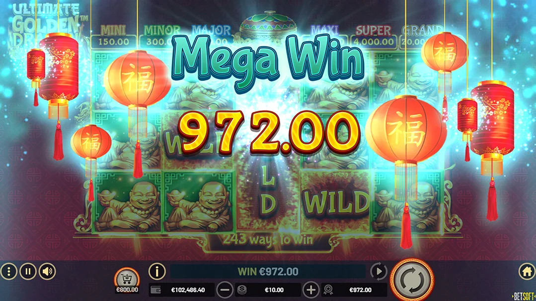 Win the bonus on Ultimate Golden Dragon Inferno Slot by Betsoft