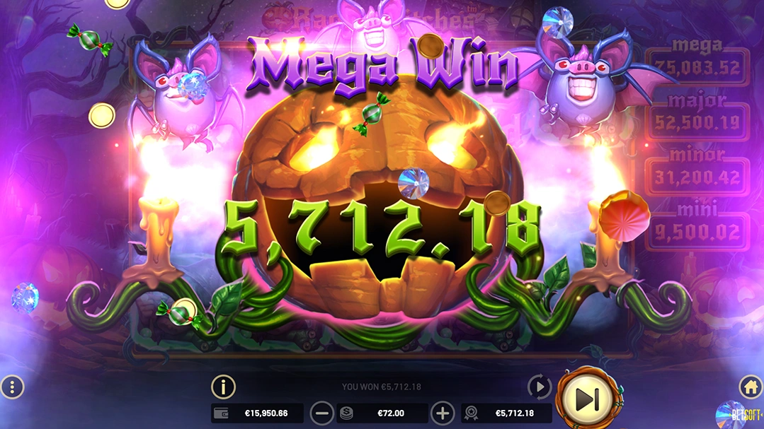 Mega Wins Rags to Witches slot machine Betsoft Gaming