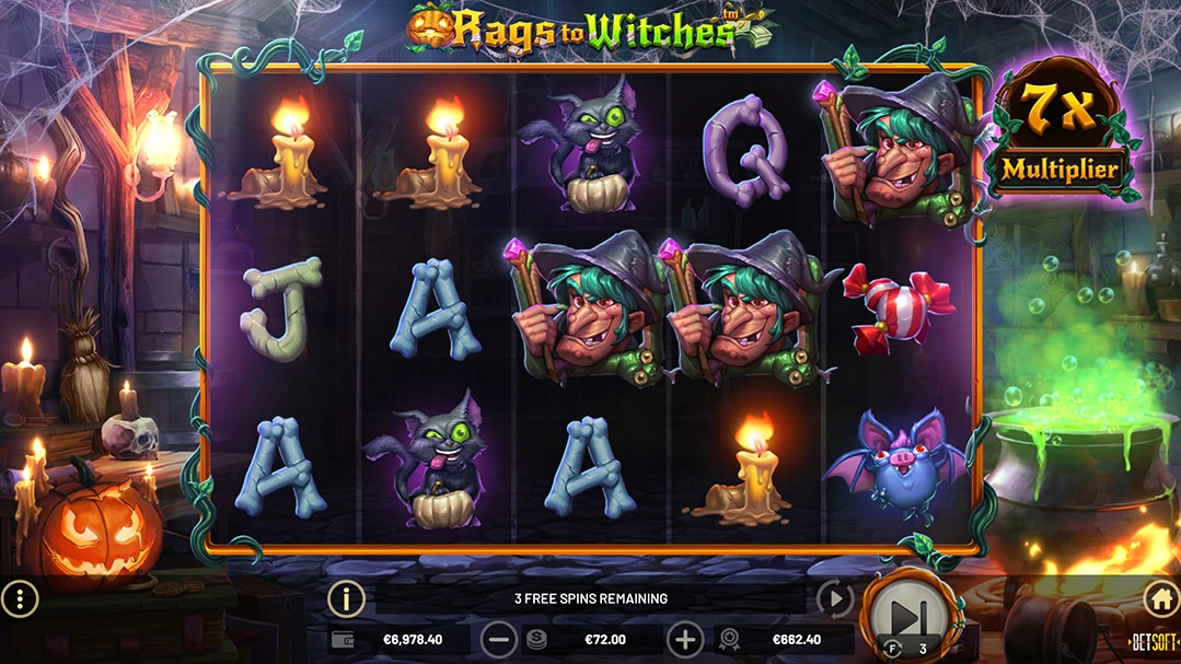 Multiplier Bonus Rags to Witches Slot Machine