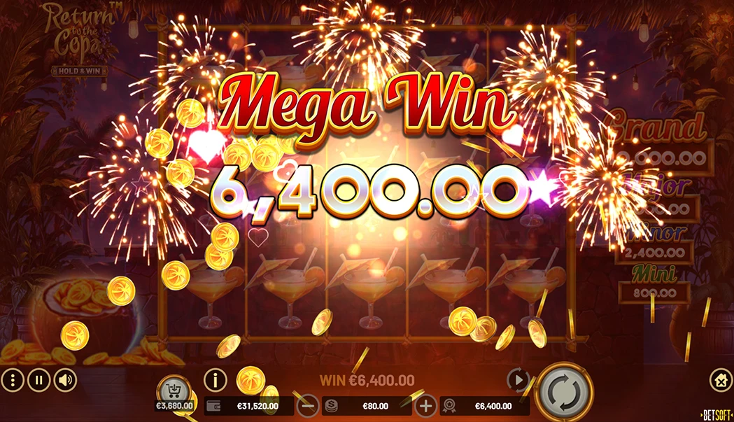 Mega Big Win, play and win on Return to the Copa Betsoft Slot Machine