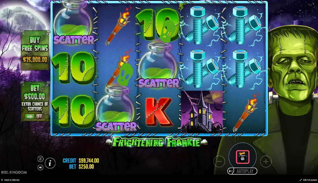 Play Frightening Frankie slot machine and win the jackpot!