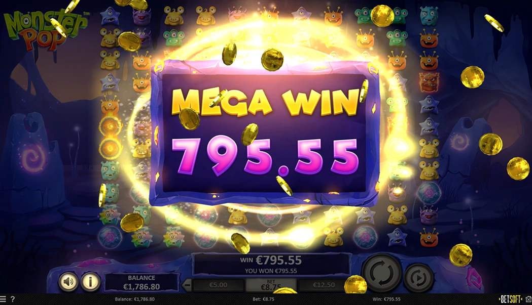 Mega Win on the Monster Pop Betsoft Gaming online slot!