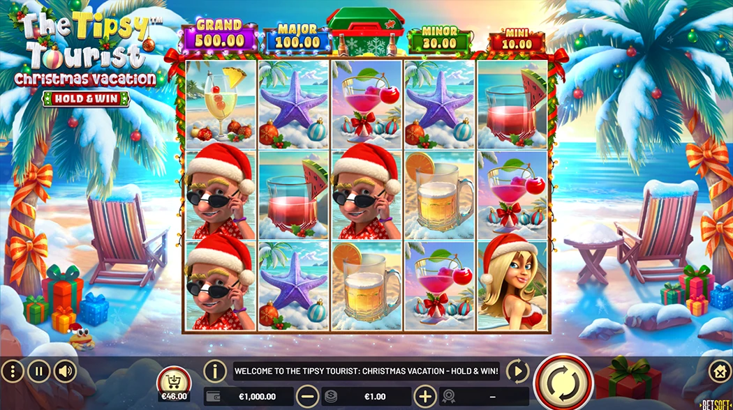 Typsy Tourist Christmas Vacation gameplay: Play Christmas Slot