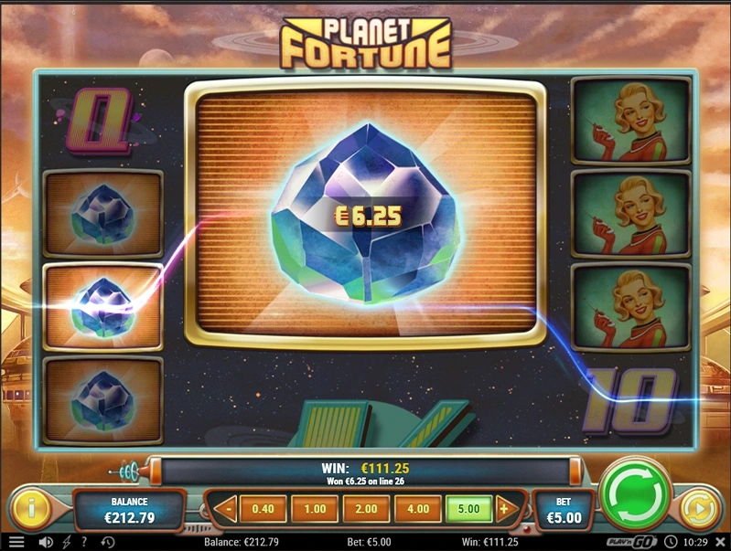 Win Money and jackpot on Planet Fortune slot