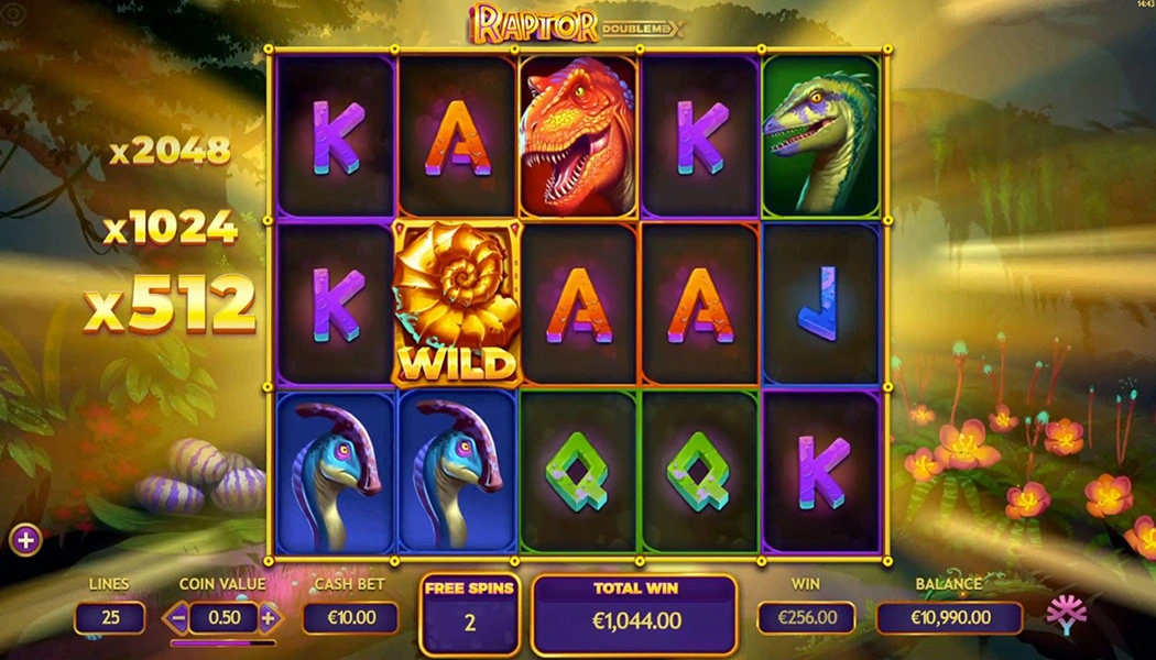 Free Spins Bonus online slot Yggdrasil Gaming Raptor 2