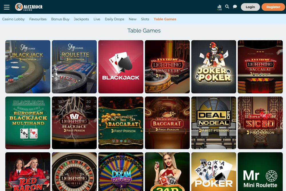 Tables Games at Alexander Casino