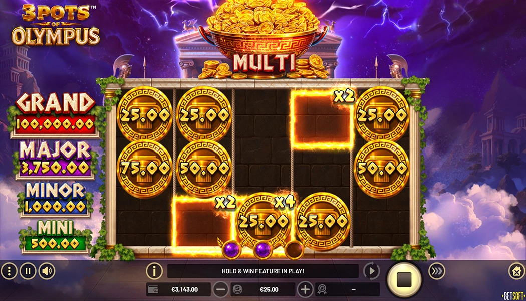 3 Pots of Olympus slot by Betsoft Gaming