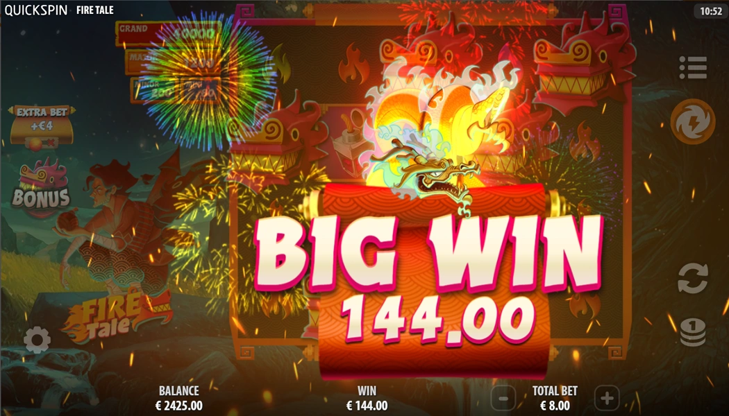 Big Win Bonus Fire Tale Quickspin Slot Game