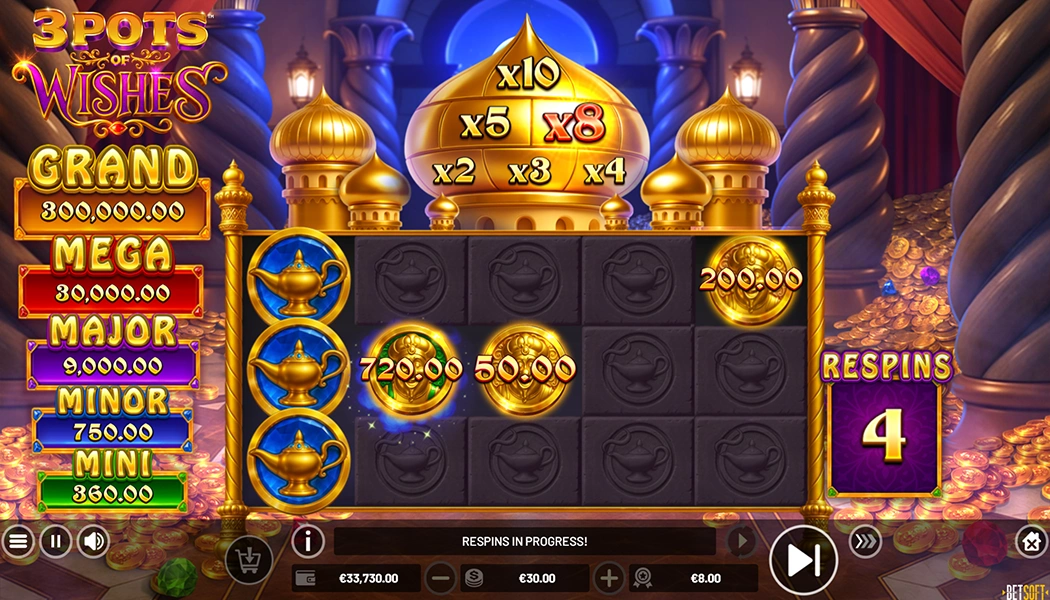 Respin Slot Bonus 3 Pots of Wishes