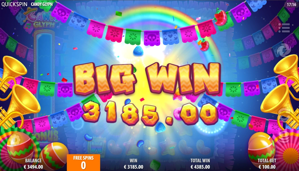 Big Win and Bonus Candy Glyph Slot