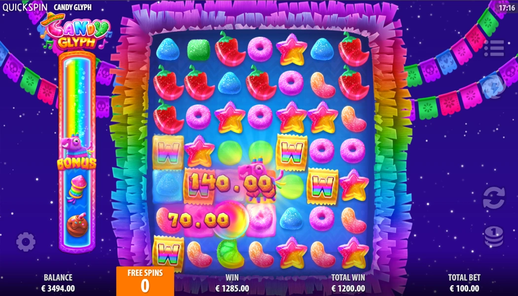 Free Spin Bonus Candy Glyph Slot Machine