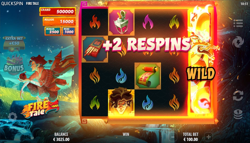 Gameplay Fire Tale Slot Casino Game by Quickspin: Bonus and features for winning!