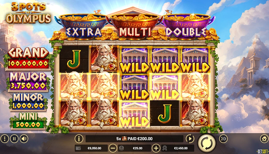 Gameplay 3 Pots of Olympus Slot Machine by Betsoft Gaming