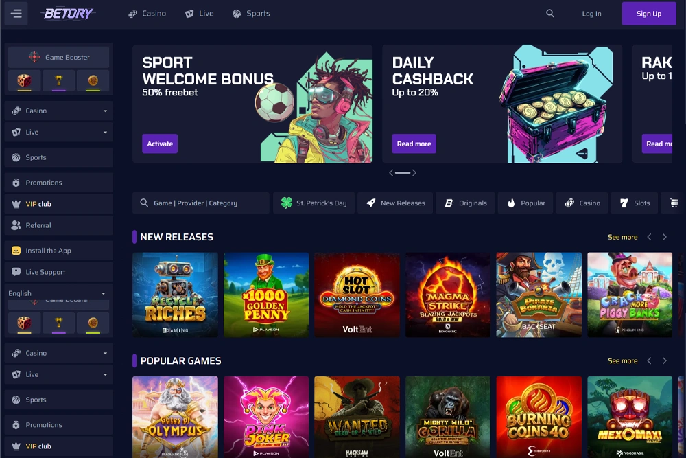 Lobby Betory Crypto Casino Online
