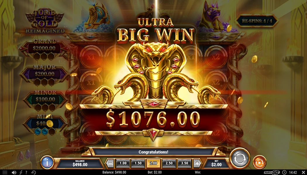 Big Win Jackpot Tomb of Gold Reimagined by Play'n Go: Win Money!