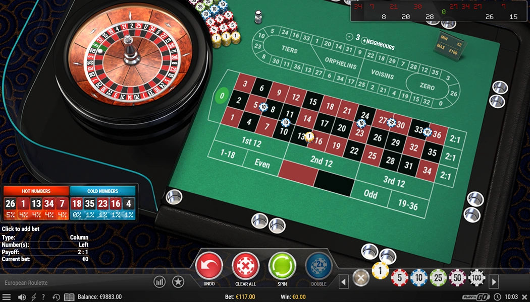 Placing Bet on the European Roulette Pro Game by Play'n GO