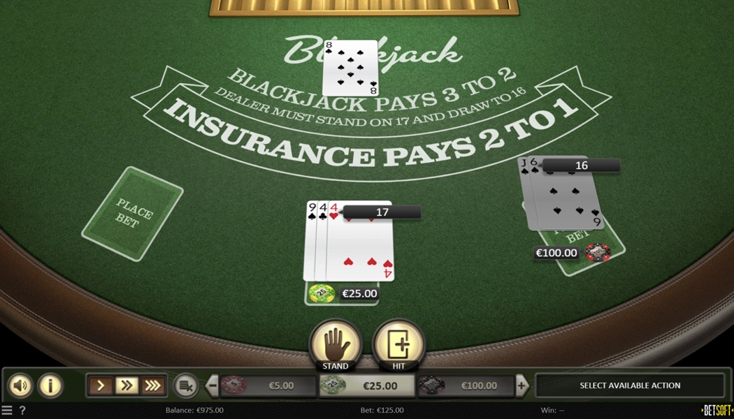 Playing Blackjack online on this Casino Table Game