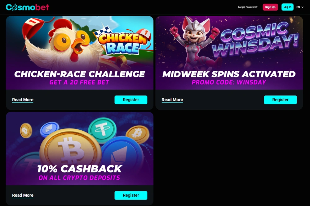 Promotions and Bonuses Cosmobet Casino
