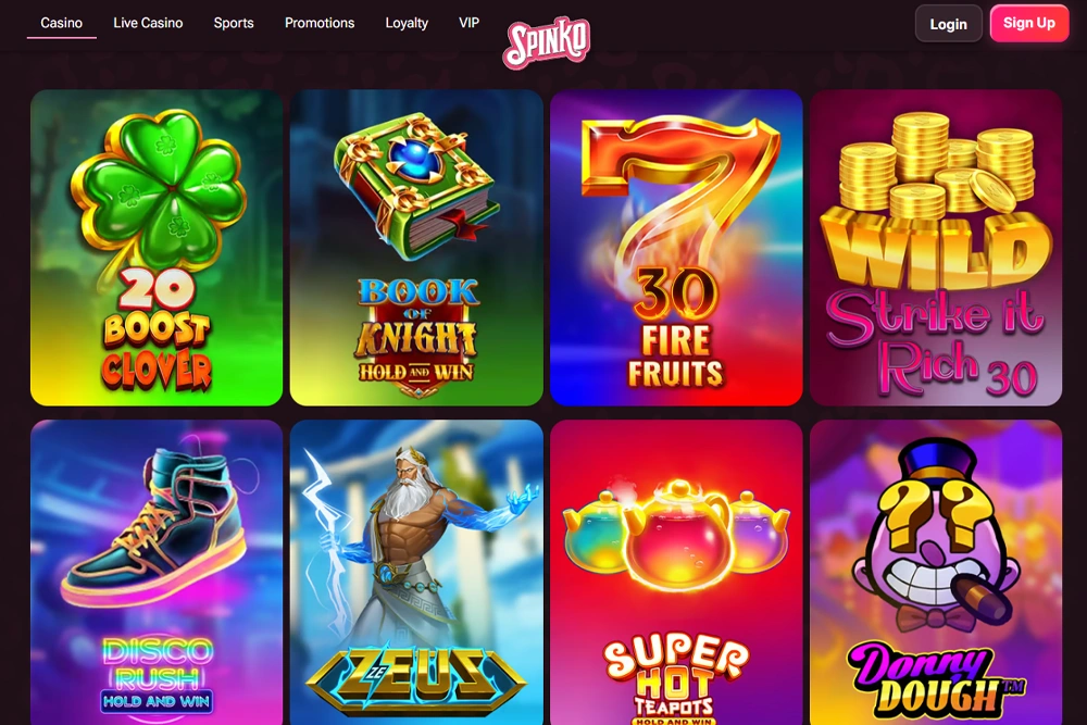 Spinko Casino Game Library: Slots, Tables Games..