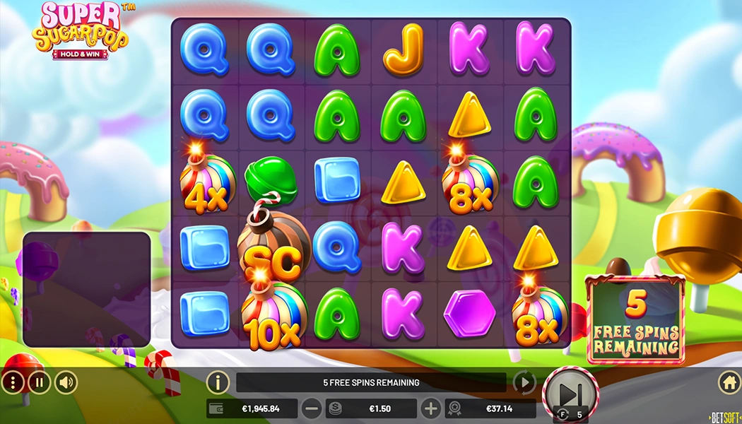 Gameplay Super Sugar Pop Slot, Candy themed casino game