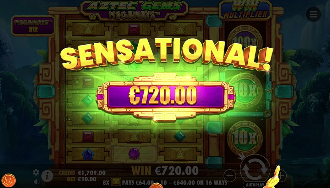 Aztec Gems Megaways big win 100x multiplier Aztec gems