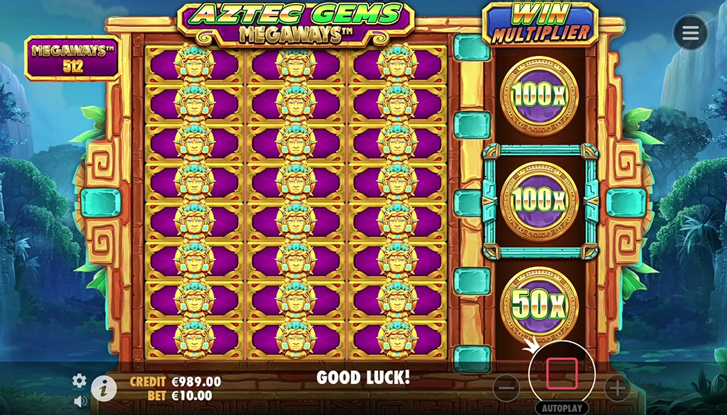 Aztec Gems Megaways multiplier reel 100x win boost