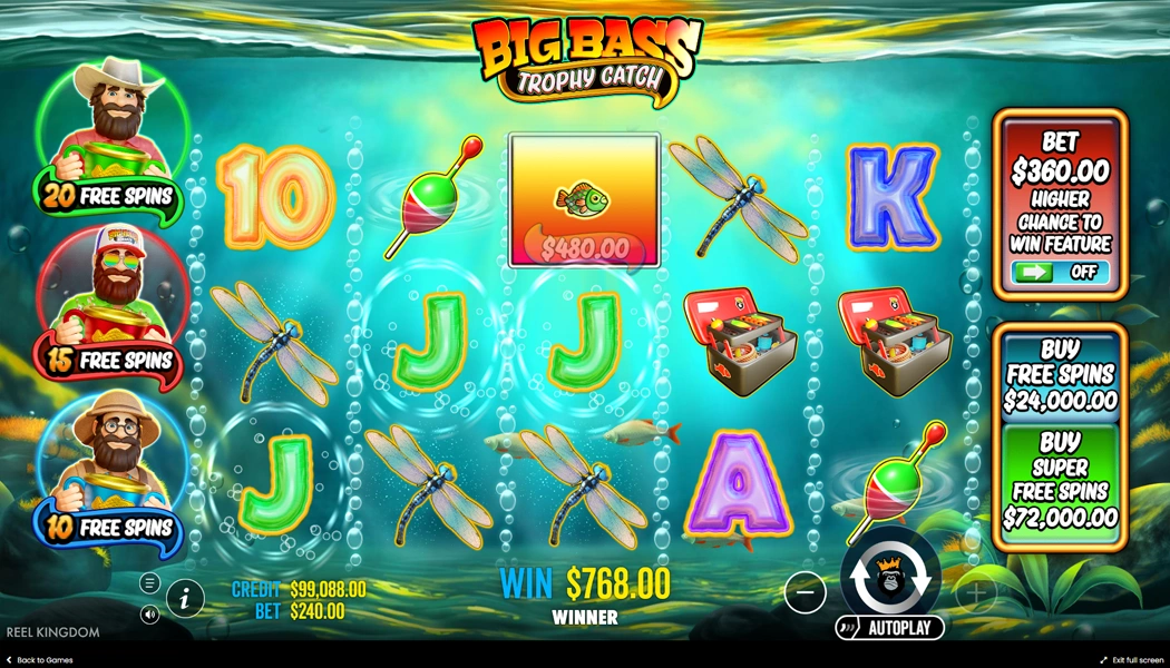 Big Bass Trophy Catch Pragmatic Play slot fishing 5x3 grid gameplay