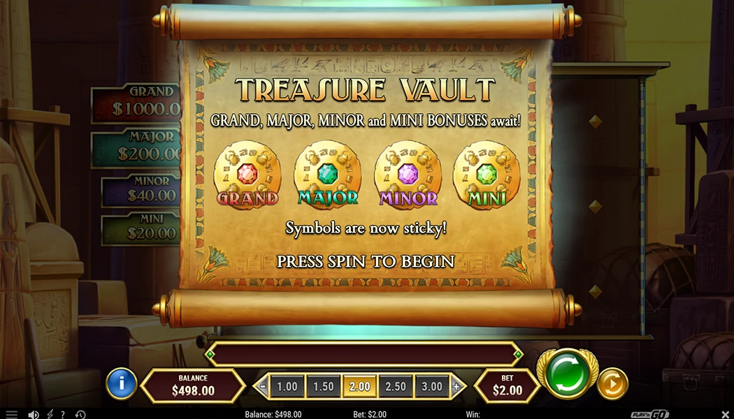 Book of Dead GO Collect Treasure Vault Hold N Spin feature