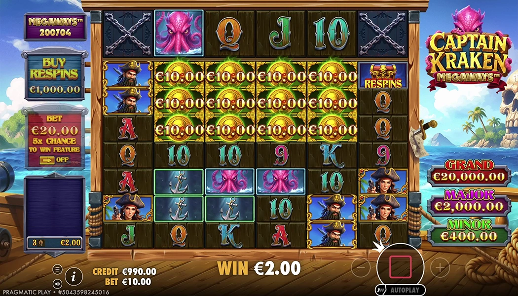 Captain Kraken Megaways Pragmatic Play slot pirate Megaways gameplay