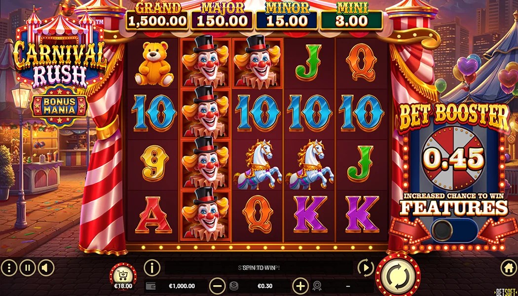 Carnival Rush Betsoft slot 5x4 carnival 1024 ways gameplay