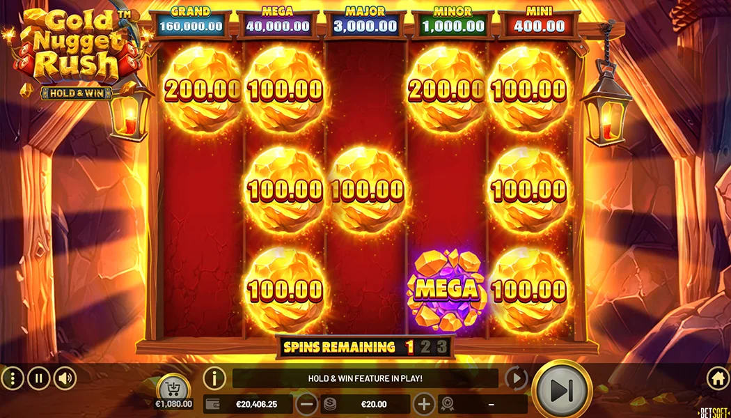 Gold Nugget Rush Hold and Win bonus Boost dynamite Mystery Bonus
