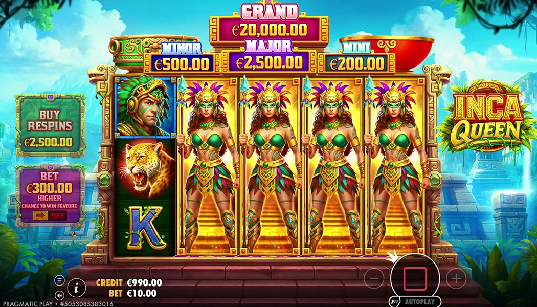 Inca Queen Coin Respin Frame Respin Hold and Win feature