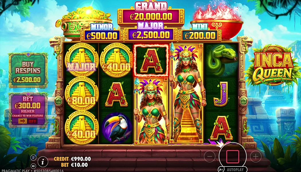 Inca Queen Pragmatic Play slot 5x3 grid Peruvian jungle gameplay