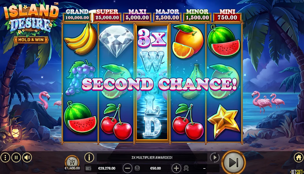 Island Desire Hold and Win bonus six prize tiers Pick Bonus