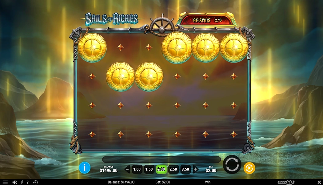 Sails of Riches Cannon Defense Lock Hold N Spin bonus feature