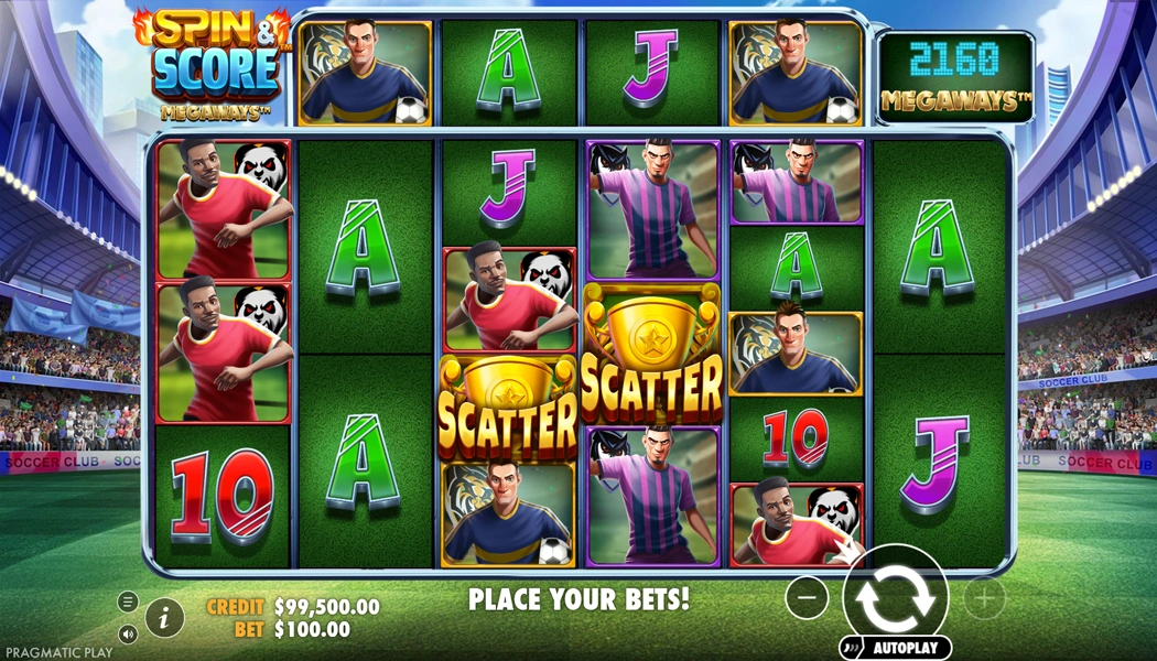 Spin Score Megaways big win progressive multiplier football stadium