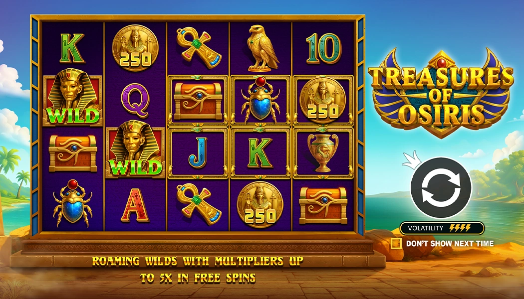 Treasures of Osiris Pragmatic Play slot 5x4 grid Egyptian gameplay