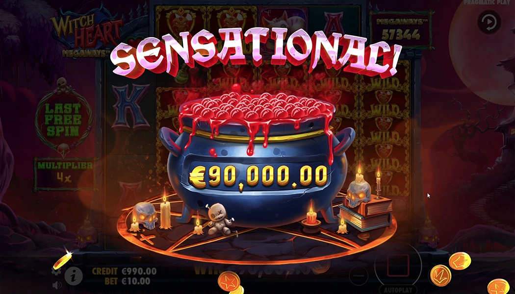 Witch Heart Megaways big win multiplier wild explosion 9000x