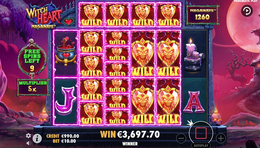 Witch Heart Megaways Free Spins progressive multiplier wild explosion