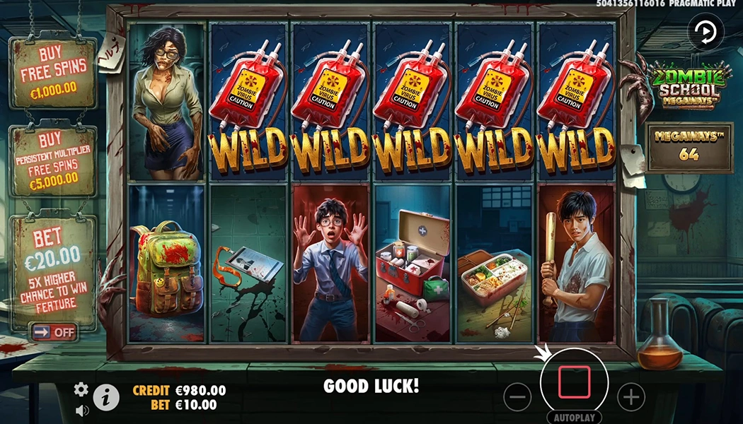 Zombie School Megaways Free Spins explosion multiplier tumbling reels