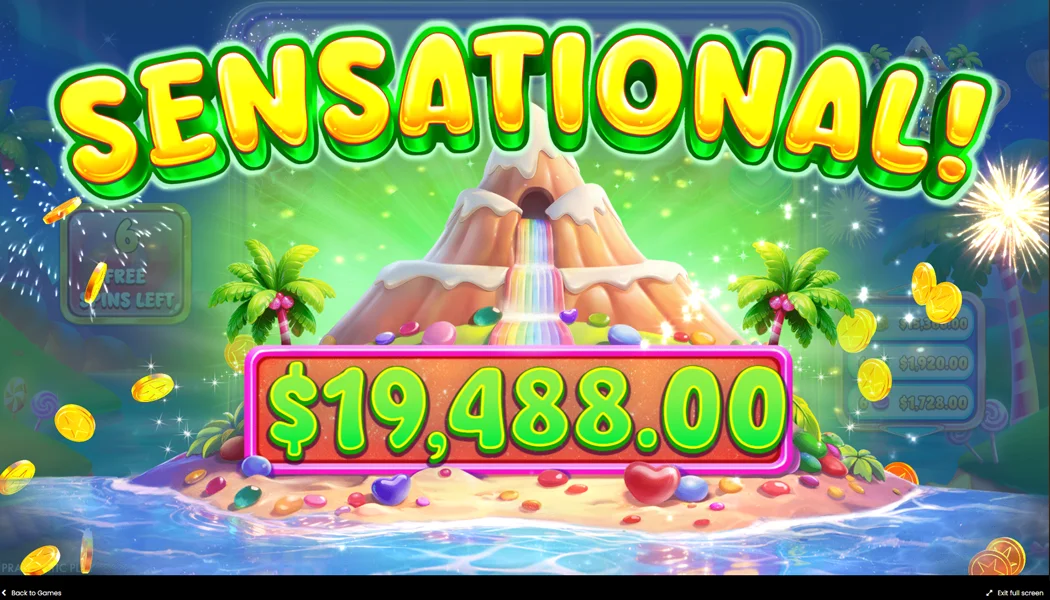 Candy Rush big win 15000x 128x multiplier underlay cluster