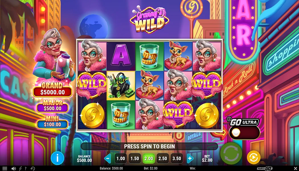 Granny's Wild Play'n GO slot 5x3 comedy granny coin jar 243 ways