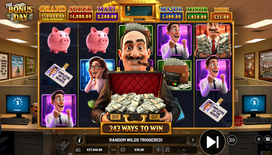 The Bonus Day Betsoft slot 5x3 corporate office Hold and Win gameplay