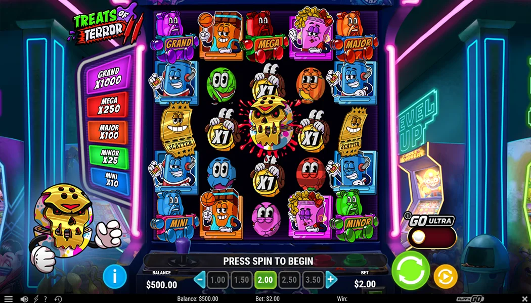 Treats of Terror II Play'n GO slot 5x5 arcade Halloween scatter pays